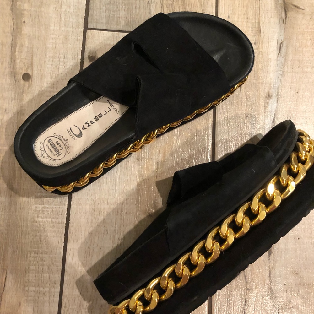 Jeffrey Campbell Black Gold Chain Platform Sandal